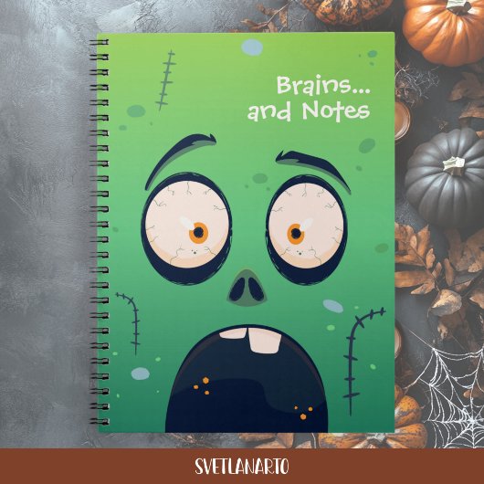 Scared Green Zombie Halloween Spiral Notebook Notitieboek