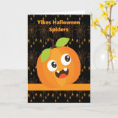 Scared Halloween Pumpkin met Spiers en Webs Kaart (Gele Bloem)