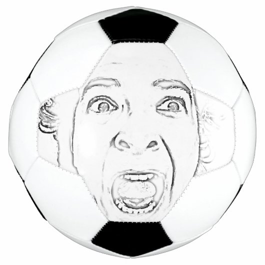 Scared Old Lady Screaming Face Hilarious Voetbal (Voorkant)