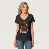 Scared Turkey Run  Thanksgiving Running Turkey Tro T-shirt (Voorkant volledig)