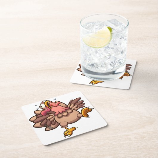 Scared Turkey Runing Kartonnen Onderzetters (Insitu)