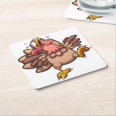 Scared Turkey Runing Kartonnen Onderzetters (Schuin)