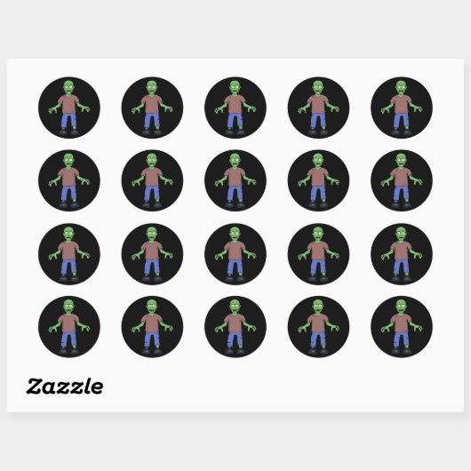 Scared Zombie Ronde Sticker (Vel)