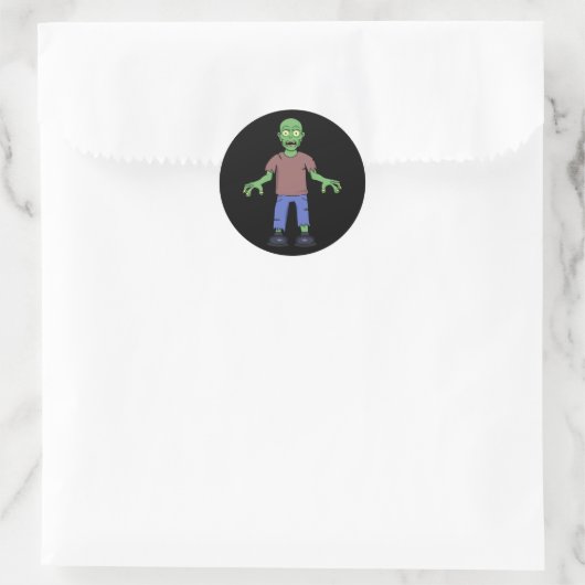 Scared Zombie Ronde Sticker (Tas)