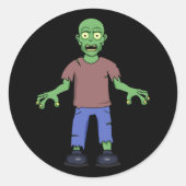 Scared Zombie Ronde Sticker (Voorkant)
