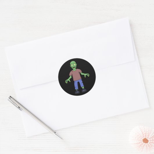 Scared Zombie Ronde Sticker (Envelop)