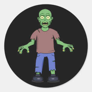 Scared Zombie Ronde Sticker