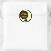 Scaredly kat in gele maan blij halloween gunst ronde sticker (Tas)