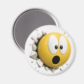 Scaredy 3D Emoji Round Magnet (Voorkant / Achterkant)