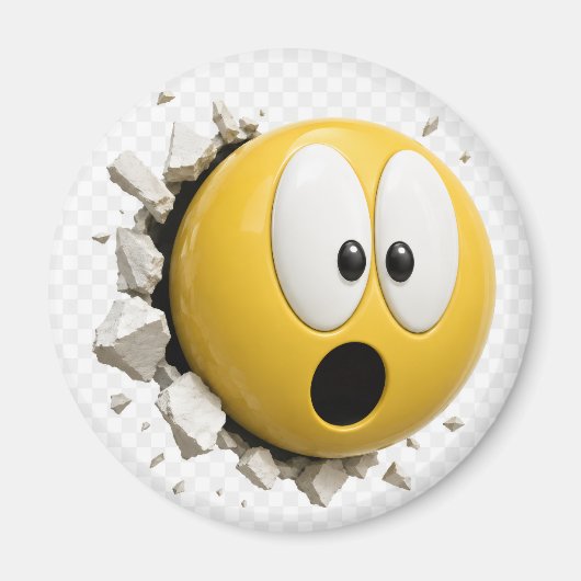 Scaredy 3D Emoji Round Magnet (Voorkant)