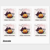 Scaredy Black Cat Happy Halloween Vierkante Sticker (Vel)