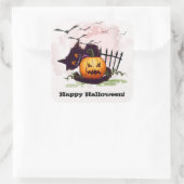 Scaredy Black Cat Happy Halloween Vierkante Sticker (Tas)