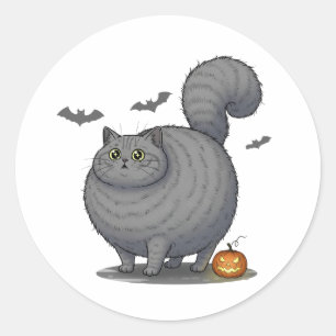 Scaredy Brit - Britse korthaar kat Halloween Ronde Sticker