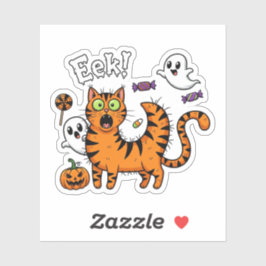 Scaredy Cat - Grappige Halloween Ghost Sticker