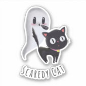 Scaredy Cat Halloween Aangepast snijdvinylsticker Sticker (Voorkant)