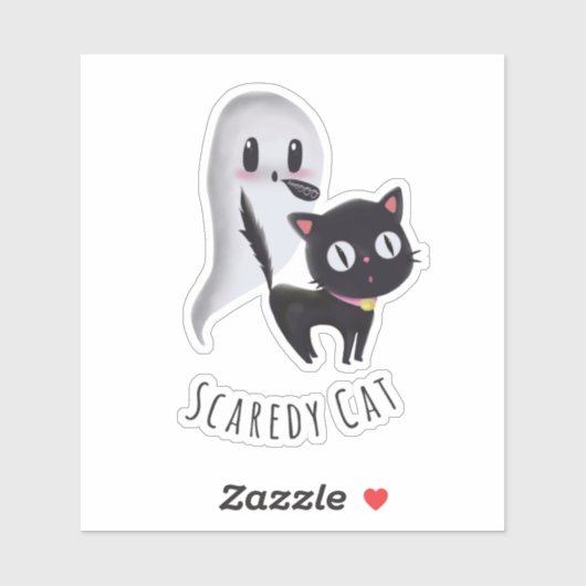 Scaredy Cat Halloween Aangepast snijdvinylsticker Sticker (Vel)