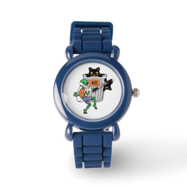 Scaredy Cat Halloween Horloge (Voorkant)