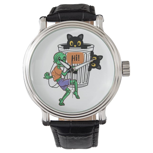 Scaredy Cat Halloween Horloge (Voorkant)