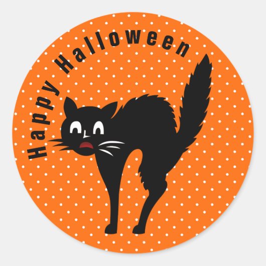 Scaredy Cat Halloween Ronde Sticker (Voorkant)