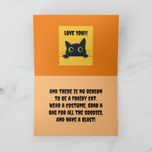 SCAREDY CAT KLEINDOCHTER HALLOWEEN KAART (Binnen)