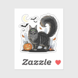 Scaredy Fluff – Maine Coon Halloween Sticker