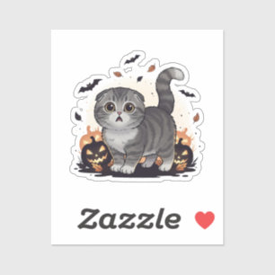 Scaredy Fold - Schattigee Schotse Vouw Halloween Sticker