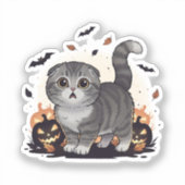 Scaredy Fold - Schattigee Schotse Vouw Halloween Sticker (Voorkant)