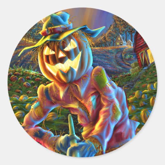 ScareJack O Lantern Scarecrow Ronde Sticker (Voorkant)