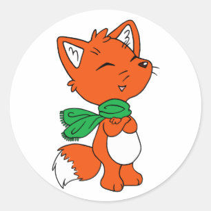 Scarf Fox Ronde Sticker
