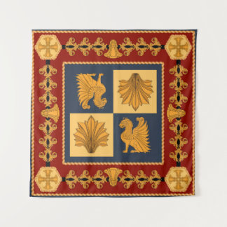 Scarf met gouden leeuwen. Afzonderlijke elementen Wandkleed