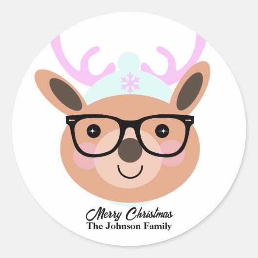 Scarf-Petten bril voor rendieren Ronde Sticker (Voorkant)