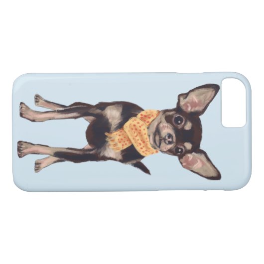 Scarfed Chihuahua (Achtergrondkleur bewerkbaar) Case-Mate iPhone Case (Achterkant (Horizontaal))