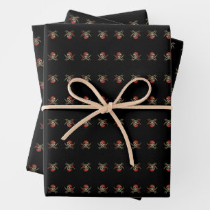 Scarlet-Bandana Skull Flag Inpakpapier Vel