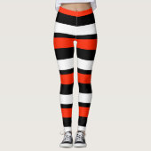 Scarlet Black en White, horizontaal gestreept Leggings (Voorkant)