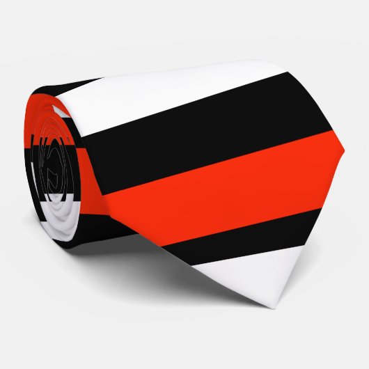 Scarlet Black en White, horizontaal gestreept Stro Stropdas (Opgerold)