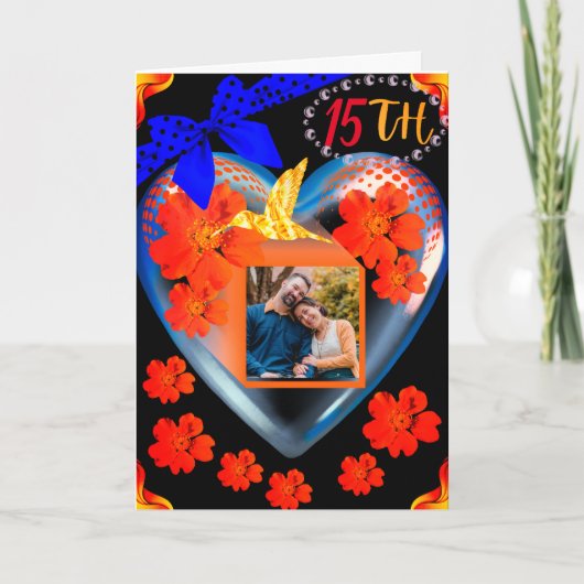 Scarlet Bloemenkolibrie Son 15e Jubileum Kaart (Voorkant)