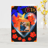 Scarlet Bloemenkolibrie Son 15e Jubileum Kaart (Gele Bloem)