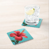 Scarlet Bloom: de uitstraling van een rode hibiscu Kartonnen Onderzetters (Insitu)