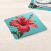 Scarlet Bloom: de uitstraling van een rode hibiscu Kartonnen Onderzetters (Gebogen)