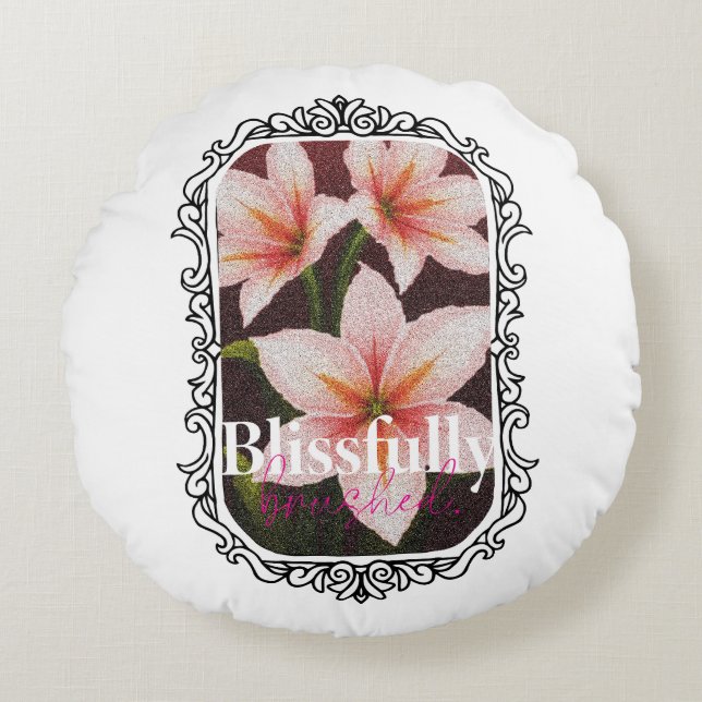 Scarlet Blossom Rond Kussen (Voorkant)