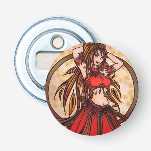 Scarlet buikdanser button flesopener (Voorkant)