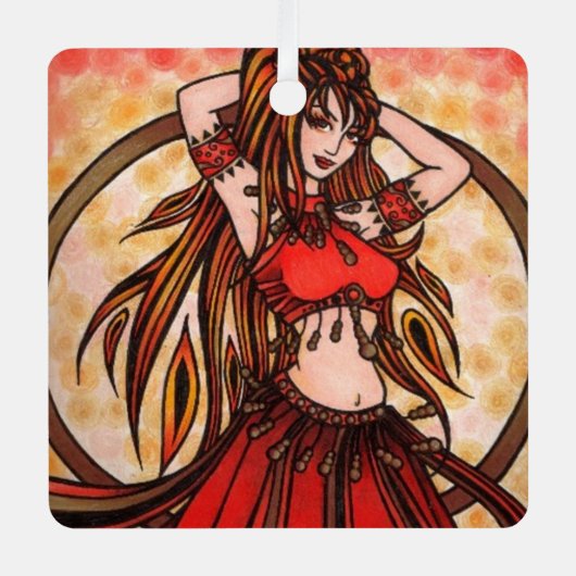 Scarlet buikdanser metalen ornament (Voorkant)