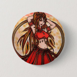 Scarlet buikdanser ronde button 5,7 cm