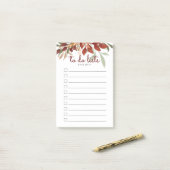 Scarlet Burgundy Waterverf Greenery Post-it® Notes (Op bureau)