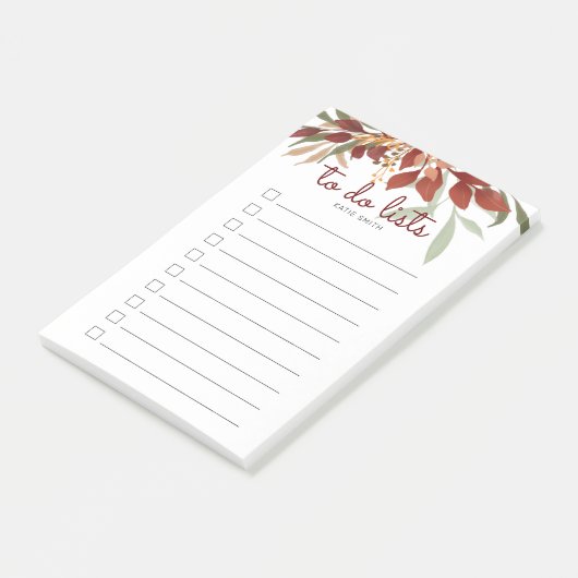 Scarlet Burgundy Waterverf Greenery Post-it® Notes (Schuin)