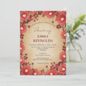 Scarlet Camellia Cherry Blossom Vrijgezellenfeest Kaart (Staand voorkant)