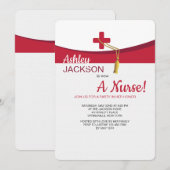 Scarlet Cross Afstuderen Invitation Kaart (Voorkant / Achterkant)