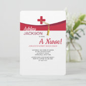 Scarlet Cross Afstuderen Invitation Kaart (Staand voorkant)