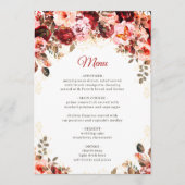 Scarlet Elegance Gold Floral Quinceañera Birthday Menu (Voorkant)