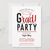 Scarlet en Black Graduation Party Kaart (Voorkant)